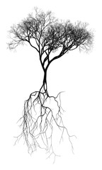 Black naturalistic bare tree with root system - vector illustration
- 136759152