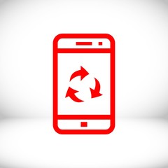 Recycle sign on smartphone screen icon stock vector illustration flat design