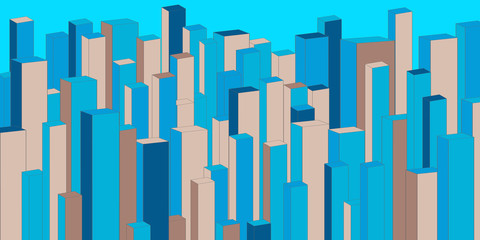 Wide stylized  urban background - vector illustration 