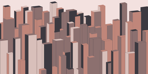 Wide stylized  urban background - vector illustration 