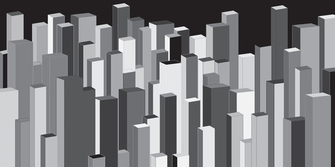 Wide stylized  urban background - vector illustration 
