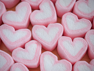 pink heart shape marshmallow for valentines background