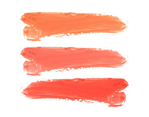 Collection of various lipstick on white background