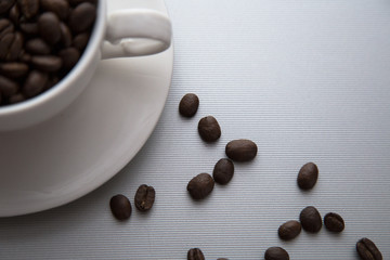 Coffee beans on a white background.