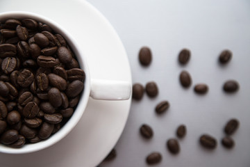 Coffee beans on a white background.