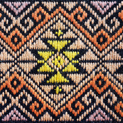 Colorful thai silk handcraft peruvian style rug surface close up More this motif & more textiles peruvian stripe beautiful background tapestry persian nomad detail pattern farabic fashionable textile.
