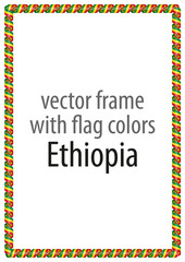 Frame and border of ribbon with the colors of the Ethiopia flag