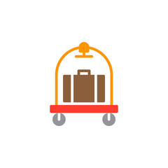 Baggage, luggage trolley icon vector, filled flat sign, solid colorful pictogram isolated on white. Hotel cart symbol, logo illustration