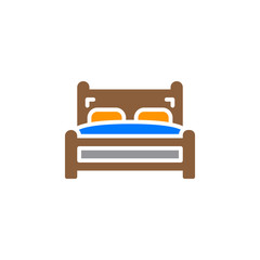 Double bed icon vector, filled flat sign, solid colorful pictogram isolated on white. Symbol, logo illustration