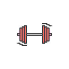 Dumbbell line icon, filled outline vector sign, linear colorful pictogram isolated on white. Gym, fitness symbol, logo illustration