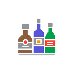 Alcohol beverage bottles icon vector, filled flat sign, solid colorful pictogram isolated on white. Bar symbol, logo illustration