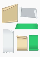 Blank Curly Paper Banners Vector for Text Background Template