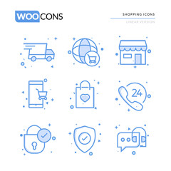 Woocons Shopping creative linear icons set