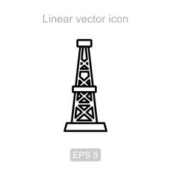 Oil rig. Linear vector icon.