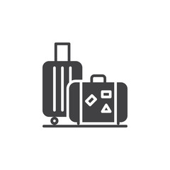 Baggage, luggage icon vector, filled flat sign, solid pictogram isolated on white. Symbol, logo illustration