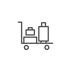 Baggage trolley line icon, outline vector sign, linear style pictogram isolated on white. Symbol, logo illustration