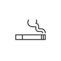 Cigarette line icon, outline vector sign, linear style pictogram isolated on white. Symbol, logo illustration © alekseyvanin