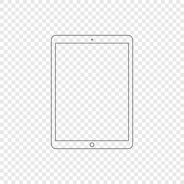 Tablet. Modern tablet computer in linear style. Tablet isolated on transparent