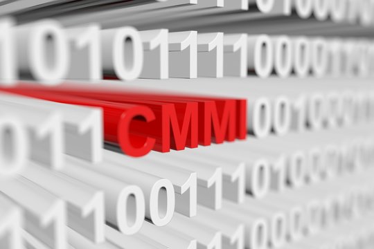 cmmi as a binary code with blurred background 3D illustration
