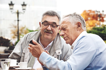 Senior friends enjoying outside