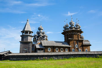 Famous architectural ensemble on Kizhi Island in Karelia in Russia