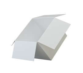 Grey open box. 3d rendering isolated on white background