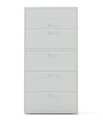 Office white cabinet on white background with shadows. 3d rendering