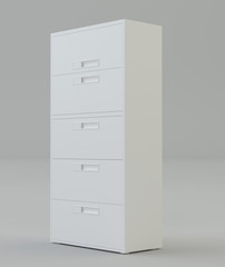 Office white cabinet on a gray background. 3d rendering