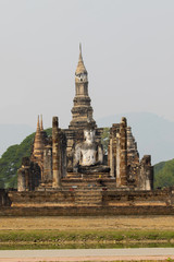 Obraz premium Sukhothai Historical Park In Thailand, Buddha statue, Old Town,