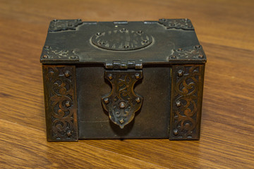 retro metal casket with jewelry