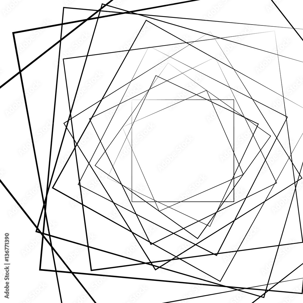 Poster Distorted random radiating lines abstract monochrome pattern