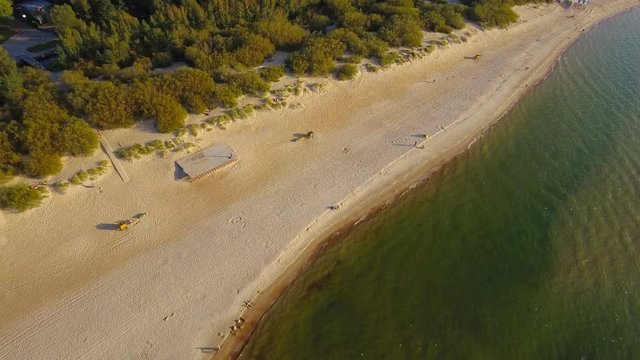 Aerial landscape, Baltic sea coast, sand beach in Palanga, Lithuania.