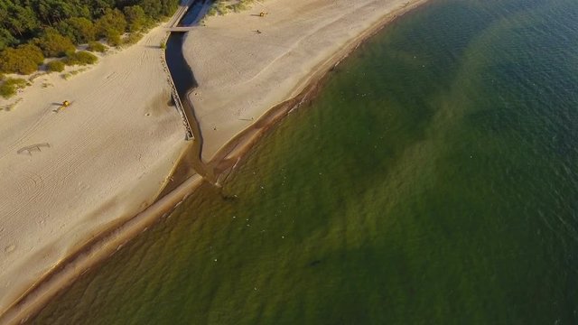 Aerial landscape, Baltic sea coast, sand beach in Palanga, Lithuania.