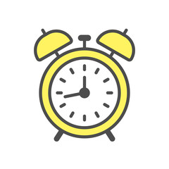 Isolated yellow alarm clock on white background