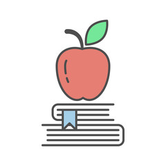 Apple on books on white background