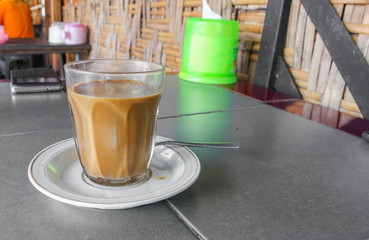 coffee in thailand style classic on the table with copy space 