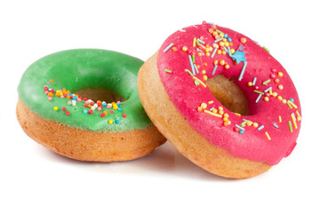 two glazed donut isolated on white background