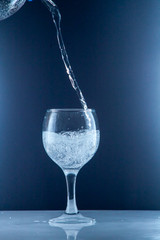 slice of drops in a glass of water