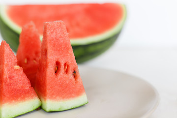 Slice of watermelon on white background 