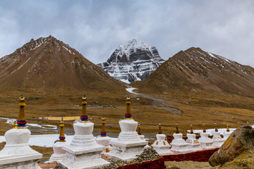 Buddhist stupa in Dirapuk monastery on the northern slope of the sacred Mount Kailash