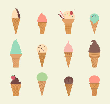 vector icon set ice cream cone