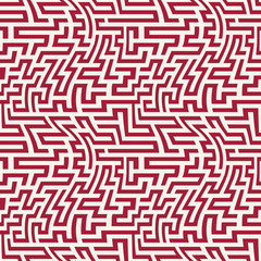 Vector graphic abstract geometry  maze pattern. red seamless geometric background . subtle pillow and bed sheet design. unique art deco. hipster fashion print