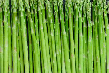 Fresh green asparagus pattern top view