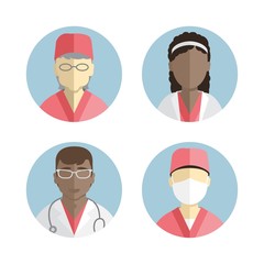 illustration of flat design. people icons collection. Department of Gynecology. Obstetrician and neonatologist