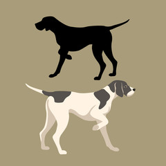 pointer dog vector illustration style Flat set silhouette