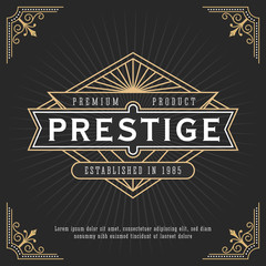 Vintage line frame design for labels, banner, logo, emblem, apparel, t- shirts, sticker and other design object. Vector illustration