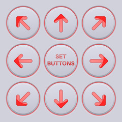 Arrows key pad. Red icons on gray buttons
