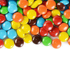 Closeup of pile colorful chocolate candies