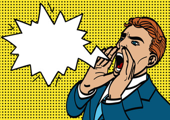 Vector illustration of man face with speech bubble. Easy-edit layered vector EPS10 file scalable to any size without quality loss. High resolution raster JPG file is included.