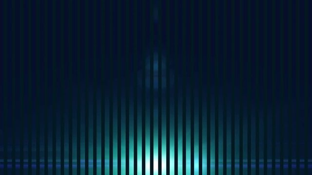 Rising light with lens flare moving. Background with black bars and spotlight beam. 